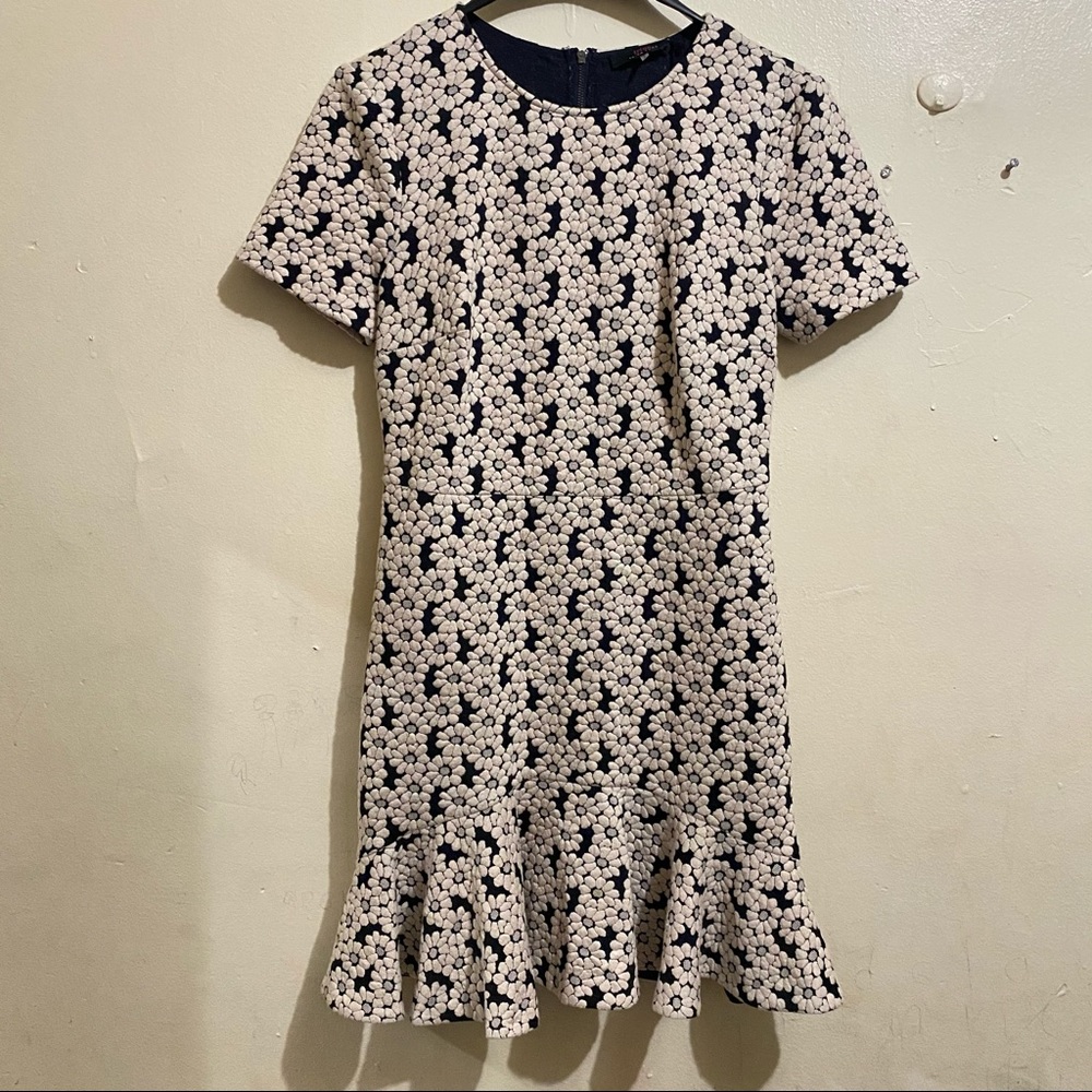 Trina Turk Black/Tan Flare Floral Dress Size 4